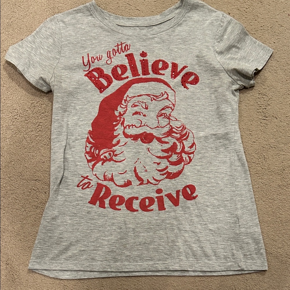 Gray Santa Graphic Kids T-Shirt